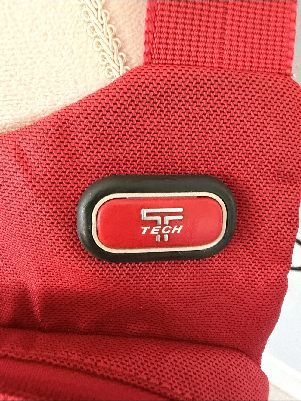 Red Tumi Ballistic Nylon Crossbody Messenger Bag